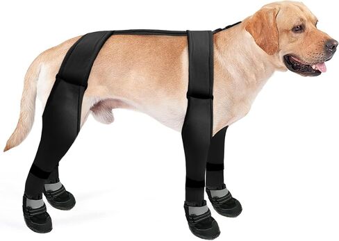 Dog Boots Leggings Dog Shoes for Large Dogs with Reflective Strips Adjustable Dog Pants for Winter Snowy Day Outdoor Walking, Black M in Saudi Arabia