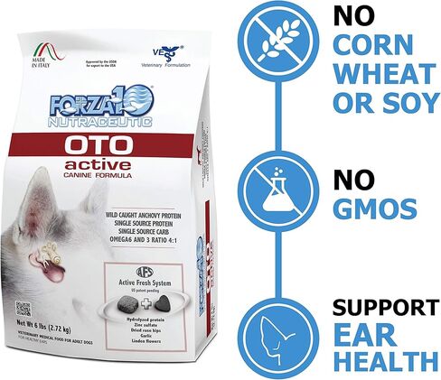 Forza10 Active Line OTO Ear Dog Food, Fish Dry Dog Food for Dog Ear Infection Treatment and Healthy Ears for Adult Dogs (6 Pounds) in Kuwait