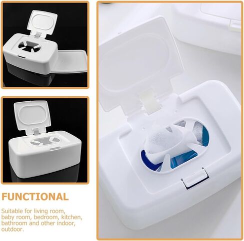 Wipe Dispenser, Refillable Baby Wipes Dispenser Plastic Wet Wipe Holder Case with Easy Open and Close Push Botton Lid, Diaper Wipes Container Paper Wipe Storage Box in Saudi Arabia