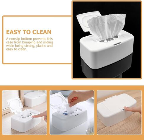 Wipe Dispenser, Refillable Baby Wipes Dispenser Plastic Wet Wipe Holder Case with Easy Open and Close Push Botton Lid, Diaper Wipes Container Paper Wipe Storage Box in Saudi Arabia