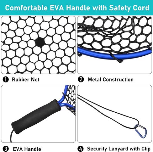 Floating Fishing Net - Fishing Landing Net with Rubber EVA Handle for Easy Fish Catch and Release Fishing Net for Fly, Trout, Salmon, Bass, Kayak Fishing in Saudi Arabia