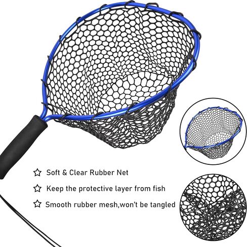 Floating Fishing Net - Fishing Landing Net with Rubber EVA Handle for Easy Fish Catch and Release Fishing Net for Fly, Trout, Salmon, Bass, Kayak Fishing in Saudi Arabia