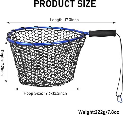 Floating Fishing Net - Fishing Landing Net with Rubber EVA Handle for Easy Fish Catch and Release Fishing Net for Fly, Trout, Salmon, Bass, Kayak Fishing in Saudi Arabia