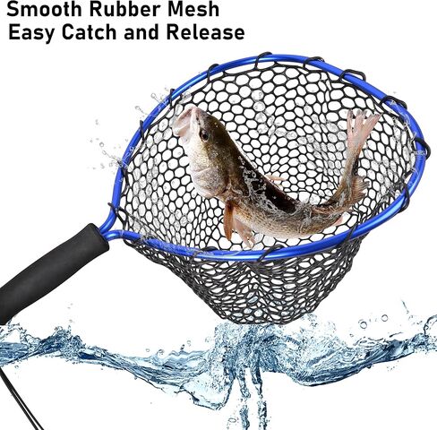 Floating Fishing Net - Fishing Landing Net with Rubber EVA Handle for Easy Fish Catch and Release Fishing Net for Fly, Trout, Salmon, Bass, Kayak Fishing in Saudi Arabia