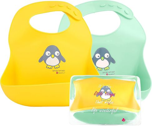 NatureBond Silicone Baby Bibs Easily Wipe Clean With Waterproof Pouch (2 PCs) in Saudi Arabia