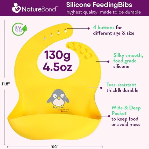 NatureBond Silicone Baby Bibs Easily Wipe Clean With Waterproof Pouch (2 PCs) in Saudi Arabia
