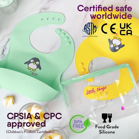 NatureBond Silicone Baby Bibs Easily Wipe Clean With Waterproof Pouch (2 PCs) in Saudi Arabia