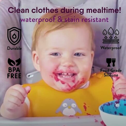 NatureBond Silicone Baby Bibs Easily Wipe Clean With Waterproof Pouch (2 PCs) in Saudi Arabia