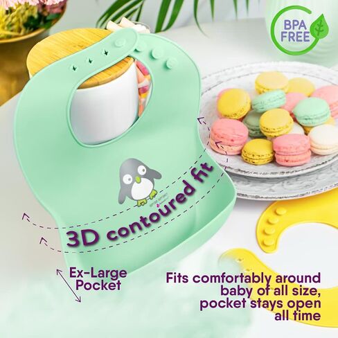 NatureBond Silicone Baby Bibs Easily Wipe Clean With Waterproof Pouch (2 PCs) in Saudi Arabia
