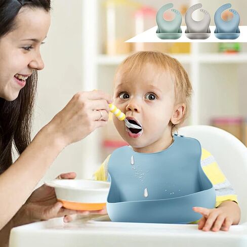 مجموعة مرايل سيليكون للأطفال من رينياب مكونة من 3 قطع، مقاومة للماء وخالية من مادة BPA، مرايل أطفال متينة للأولاد والبنات من عمر 6 إلى 72 شهرًا in Saudi Arabia