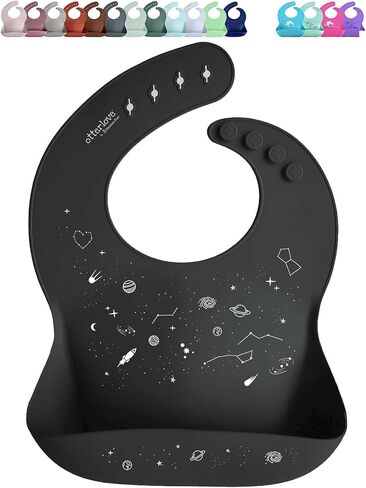 Otterlove Silicone Bib-100% Pure Platinum LFGB Baby Bibs 6-48 months-No Fillers-BPA and Phthalate Free (2 Bib Pack - Blue Elephants & Lemon Lime Otters) in Kuwait