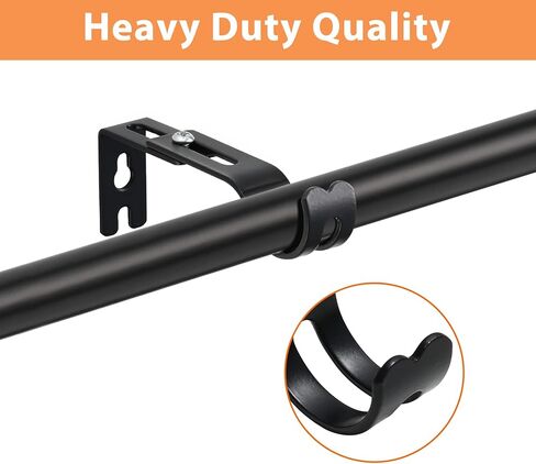 دعامات قضبان ستائر قابلة للتعديل، حوامل قضبان ستائر سهلة التركيب قابلة للتمديد لقضبان ستائر بقطر 4/5 بوصة إلى 1 بوصة، دعامات قضبان متينة مثبتة على الحائط، عبوتان، أسود in Kuwait