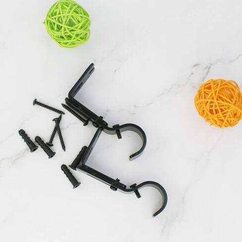 قطعتان من دعامات قضيب الستارة القابلة للتمديد قابلة للتعديل، حوامل قضيب ستارة النافذة لدعم قضيب الستارة مقاس 1 انش مع براغي تثبيت (اسود) in Kuwait