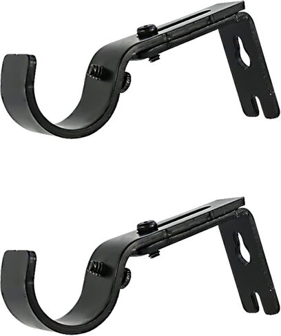 قطعتان من دعامات قضيب الستارة القابلة للتمديد قابلة للتعديل، حوامل قضيب ستارة النافذة لدعم قضيب الستارة مقاس 1 انش مع براغي تثبيت (اسود) in Kuwait