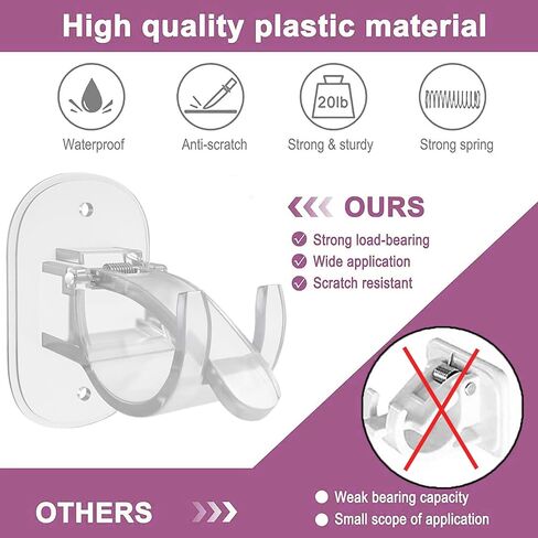 حاملات قضبان الستارة ذاتية اللصق، بدون دعامات ستارة مثقبة، دعامات قضبان ستارة سهلة بدون مثقاب، لغرفة النوم، وغرفة المعيشة، والمطبخ، والحمام (عبوة سوداء من 6 قطع) in Kuwait