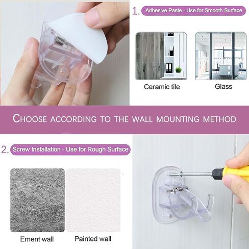 حاملات قضبان الستارة ذاتية اللصق، بدون دعامات ستارة مثقبة، دعامات قضبان ستارة سهلة بدون مثقاب، لغرفة النوم، وغرفة المعيشة، والمطبخ، والحمام (عبوة سوداء من 6 قطع) in Kuwait