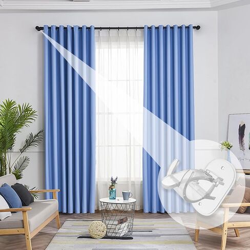 حاملات قضبان الستارة ذاتية اللصق، بدون دعامات ستارة مثقبة، دعامات قضبان ستارة سهلة بدون مثقاب، لغرفة النوم، وغرفة المعيشة، والمطبخ، والحمام (عبوة سوداء من 6 قطع) in Kuwait