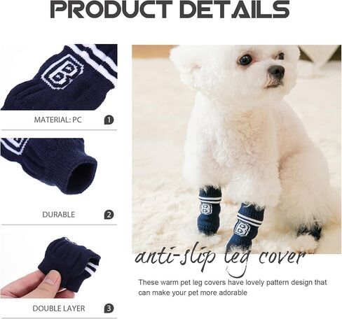 POPETPOP Dog Leg Warmers - 4pcs Knitted Pet Leg Warmers Pet Dog Elbow Protector Dog Leg Cover Dog Leg Sleeve Leg Support Protectors Leg Warmers for Dogs Cats in Kuwait