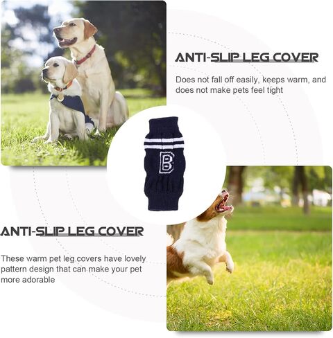 POPETPOP Dog Leg Warmers - 4pcs Knitted Pet Leg Warmers Pet Dog Elbow Protector Dog Leg Cover Dog Leg Sleeve Leg Support Protectors Leg Warmers for Dogs Cats in Kuwait