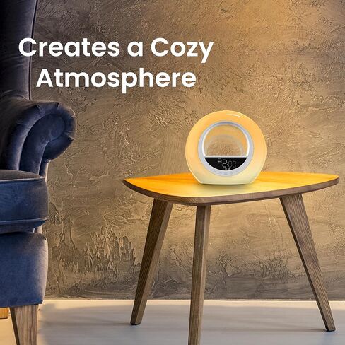 ساعة منبه لشروق الشمس من OMEO مع شحن لاسلكي للنوم الثقيل، ساعة منبه لأشعة الشمس للبالغين، ساعة منبه خفيفة مع صوت مهدئ و16 تأثيرات إضاءة ناعمة، هدية مثالية in Kuwait