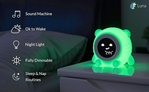 WISE HEDGEHOG Luna Toddler and Kids Ok to Wake Sleep Trainer, Alarm Clock, Nap Timer, Adjustable Night Light & Sound Machine for Children, Set it & Forget it, for Kids Room or Baby Nursery in Kuwait