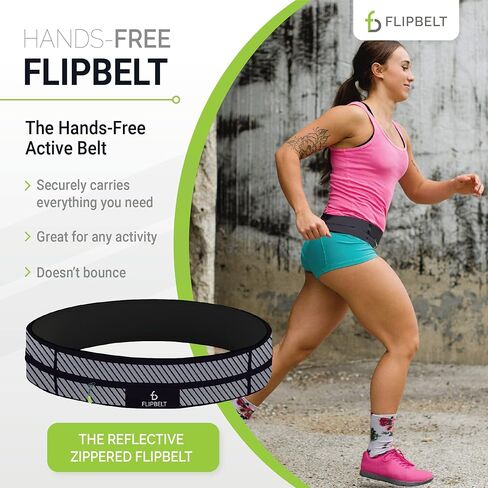 حزام الجري بسحاب FlipBelt | حزمة فاني للياقة البدنية والجري للنساء والرجال | حزمة حزام خصر غير قابلة للتهيج لمفاتيح الهاتف والمال | حزام تخزين ماص للرطوبة | شركة الولايات المتحدة الأمريكية in Kuwait