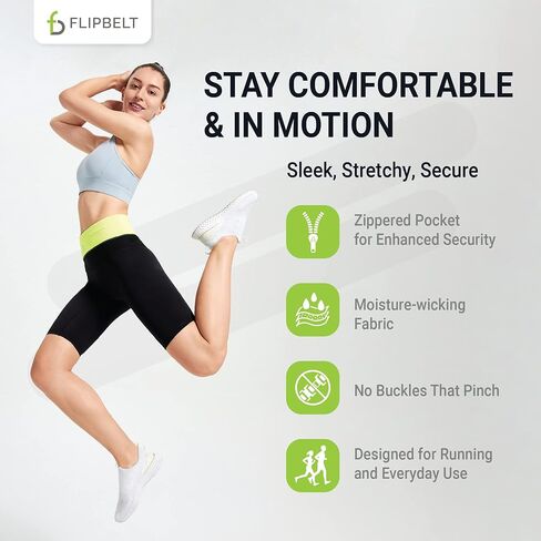 حزام الجري بسحاب FlipBelt | حزمة فاني للياقة البدنية والجري للنساء والرجال | حزمة حزام خصر غير قابلة للتهيج لمفاتيح الهاتف والمال | حزام تخزين ماص للرطوبة | شركة الولايات المتحدة الأمريكية in Kuwait