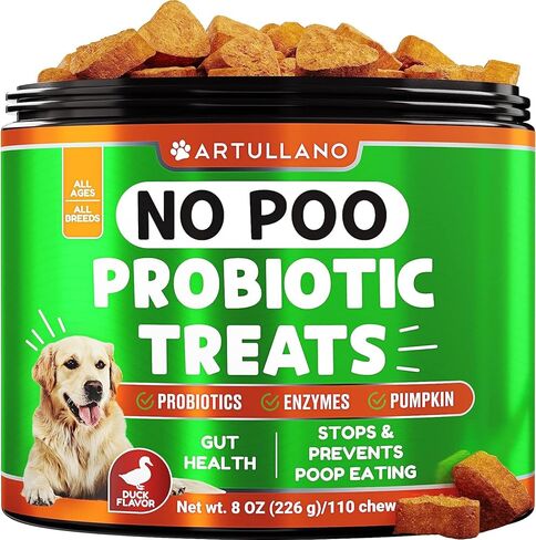 No Poo Treats - Coprophagia Deterrent for Dogs - Prevent Dog from Eating Poop - Stop Eating Poop for Dogs, Stool Eating Deterrent - Probiotics & Digestive Enzymes - Forbid for Dogs Chews - Made in USA in Kuwait