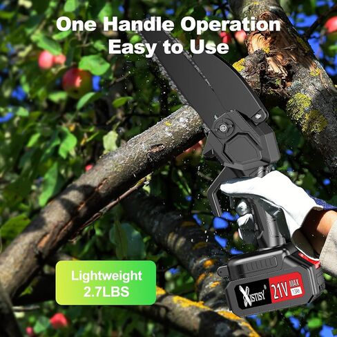 منشار جنزيري صغير لاسلكي 6 انش، منشار كهربائي صغير محمول باليد، منشار سلسلة محمول قوي يعمل بالبطارية مع قفل امان لقطع الخشب وتشذيب الاشجار والفناء والحديقة المنزلية in Kuwait