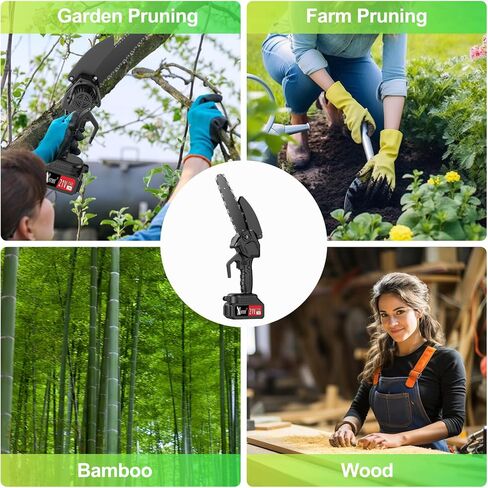 منشار جنزيري صغير لاسلكي 6 انش، منشار كهربائي صغير محمول باليد، منشار سلسلة محمول قوي يعمل بالبطارية مع قفل امان لقطع الخشب وتشذيب الاشجار والفناء والحديقة المنزلية in Kuwait