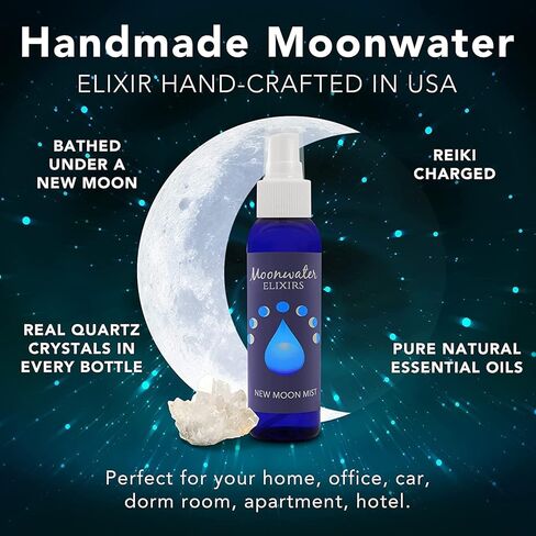 New Moon Manifestation Spray - Infused with Crystals to Amplify New Moon Energy, Handcrafted by Moonwater Elixir to create a Fresh Start and Boost New Moon Intentions for Effective Results in Kuwait