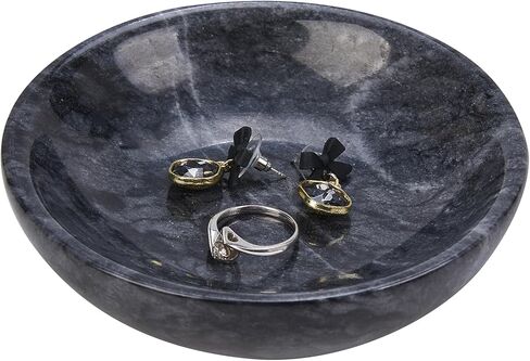 Small Natural Marble Decorative Bowl Key Holder for Home Decor Coffee Tables Centerpiece, Soap Serving Bowl,Jewelry Tray 4.72 Inch (Black) in Kuwait