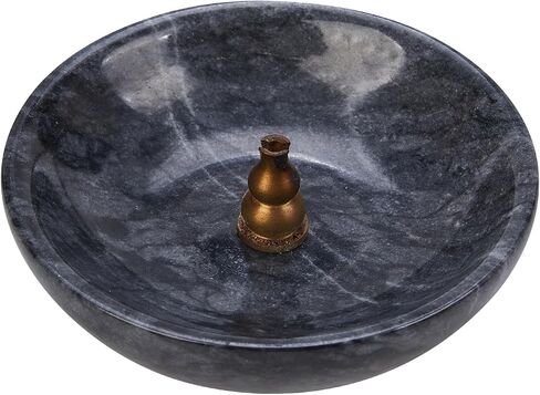 Small Natural Marble Decorative Bowl Key Holder for Home Decor Coffee Tables Centerpiece, Soap Serving Bowl,Jewelry Tray 4.72 Inch (Black) in Kuwait