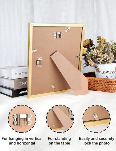 إطارات صور Annecy مقاس 8 × 10 (عبوة واحدة، ذهبي)، إطار صور بتصميم بسيط، للصور مقاس 8 × 10 للتركيب على الحائط، ديكور مكتب منزلي كلاسيكي بسيط in Kuwait