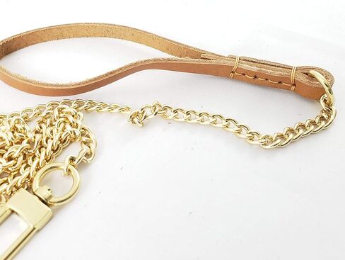 مقود لايف جارد بمقبض جلدي وسلسلة كروم - صغير، بني (K910007BR) in Kuwait