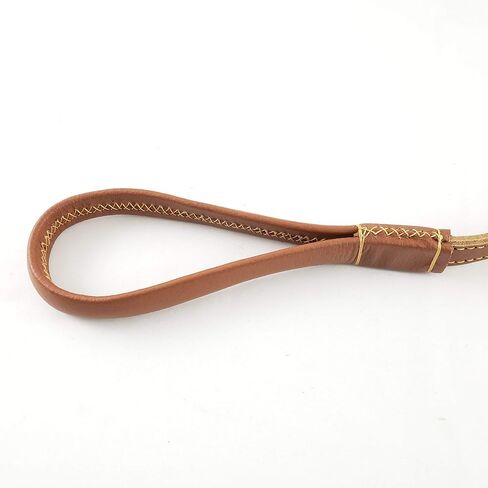 High Grade Leather Dog Short Leash with Pull Shock Absorber Dark - Brown (K910005BR) in Kuwait