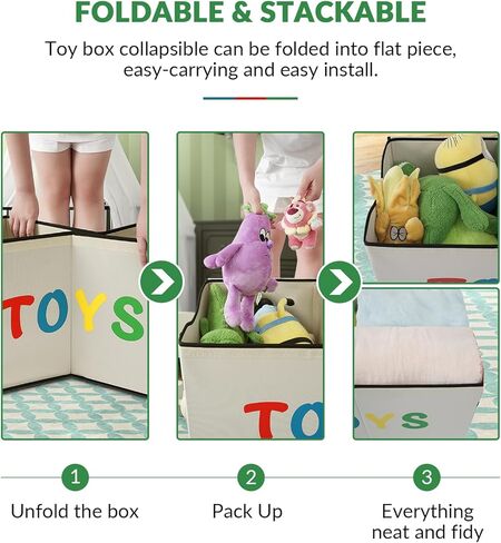 صندوق ألعاب فيكتور، صناديق تخزين قوية قابلة للطي مع غطاء، سلال تخزين كبيرة لألعاب الأطفال (J-TBX-BLACK2) in Kuwait