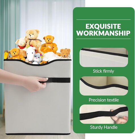 صندوق ألعاب فيكتور، صناديق تخزين قوية قابلة للطي مع غطاء، سلال تخزين كبيرة لألعاب الأطفال (J-TBX-BLACK2) in Kuwait