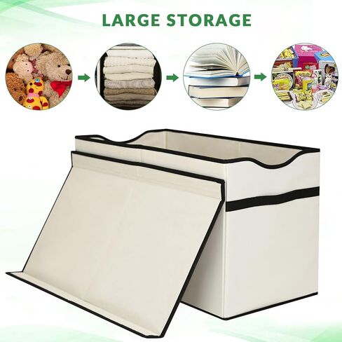 صندوق ألعاب فيكتور، صناديق تخزين قوية قابلة للطي مع غطاء، سلال تخزين كبيرة لألعاب الأطفال (J-TBX-BLACK2) in Kuwait
