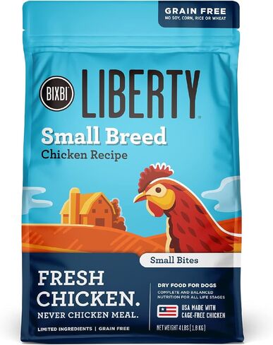 BIXBI Liberty Grain Free Dry Dog Food, Chicken Recipe, 22 lbs - Fresh Meat, No Meat Meal, No Fillers - Gently Steamed & Cooked - No Soy, Corn, Rice or Wheat for Easy Digestion - USA Made in Kuwait