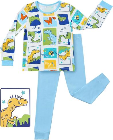 babee Reshinee bamboo Baby Boys Pajama Sets 2-8Y Toddler Kids Girls 2pcs Long-Sleeve Snug fit Sleepwear Pjs Dinosaur in Saudi Arabia