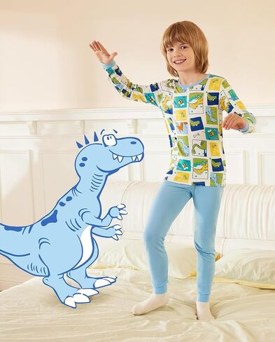 babee Reshinee bamboo Baby Boys Pajama Sets 2-8Y Toddler Kids Girls 2pcs Long-Sleeve Snug fit Sleepwear Pjs Dinosaur in Saudi Arabia