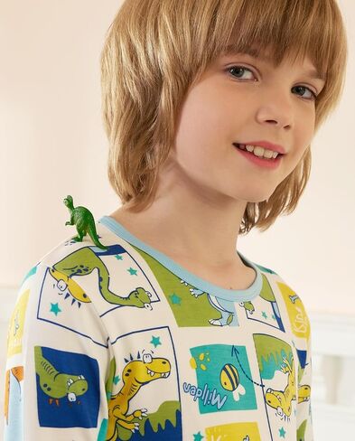 babee Reshinee bamboo Baby Boys Pajama Sets 2-8Y Toddler Kids Girls 2pcs Long-Sleeve Snug fit Sleepwear Pjs Dinosaur in Saudi Arabia