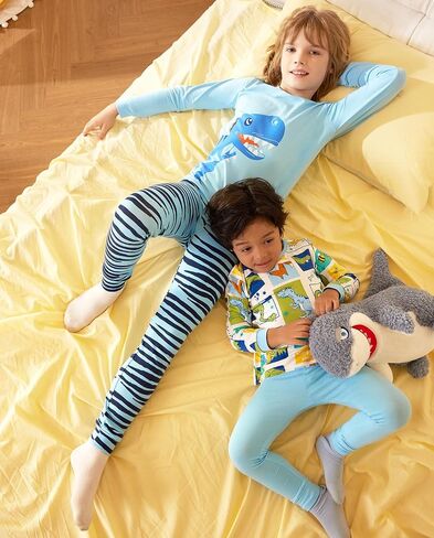 babee Reshinee bamboo Baby Boys Pajama Sets 2-8Y Toddler Kids Girls 2pcs Long-Sleeve Snug fit Sleepwear Pjs Dinosaur in Saudi Arabia