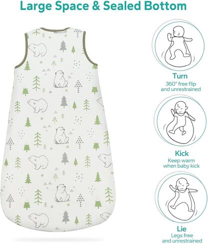 Baby Sleep Sack, 1.5 Tog Cotton Sleep Sack 0-6 months Baby Wearable Blanket with 2-Way Zipper, Blue in Kuwait