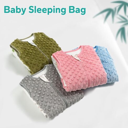 Baby Sleep Sack, 1.5 Tog Cotton Sleep Sack 0-6 months Baby Wearable Blanket with 2-Way Zipper, Blue in Kuwait