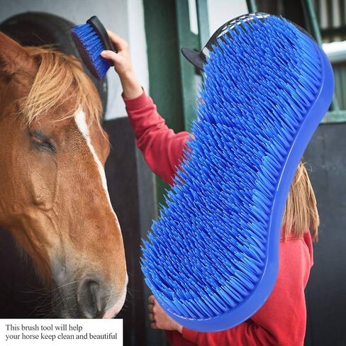 Yolispa Horse Cleaning Brush Professional Horse Cleaning Grooming Silicone Brush Equestrian Massage Tool in Kuwait