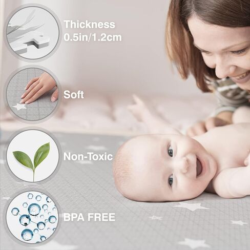 سجادات إسفنجية ناعمة للأرضية من Biliboo - سجادة لعب مثالية للأطفال والرضع - للزحف والتمرين - غير سامة ومقاومة للماء وسهلة التنظيف - قوس قزح والشمس - وردي in Kuwait