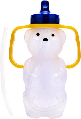 TalkTools Honey Bear Straw Cup - Special Needs Assistive Sippy Cup Inspire Straw Drinking, Spill Proof & Leak Resistant Lid, Food Grade Baby Bottle To Help Teach Lip Rounding, Tongue Retraction - 7 Oz in Kuwait