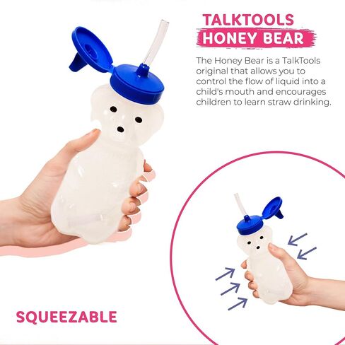 TalkTools Honey Bear Straw Cup - Special Needs Assistive Sippy Cup Inspire Straw Drinking, Spill Proof & Leak Resistant Lid, Food Grade Baby Bottle To Help Teach Lip Rounding, Tongue Retraction - 7 Oz in Kuwait